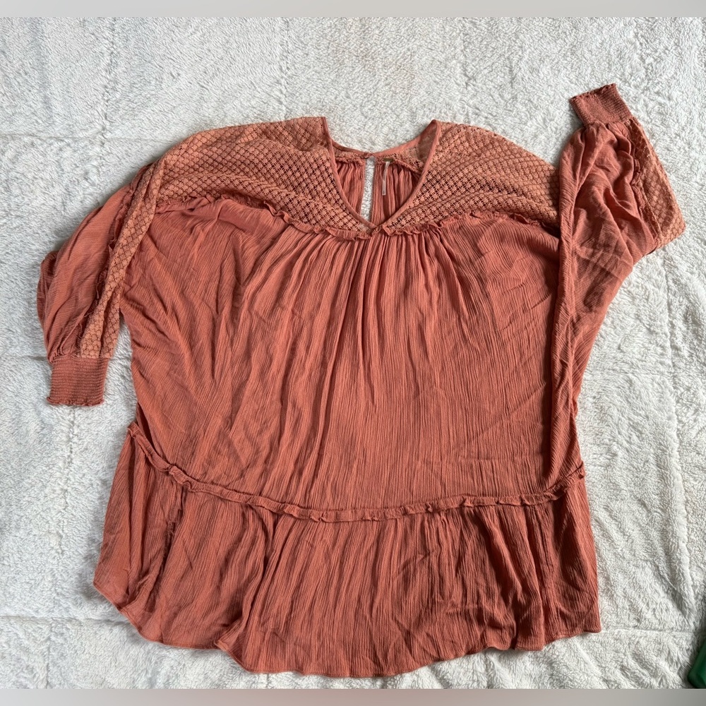 Free People Women’s Don’t You Want Me Ruffled Oversized Tunic Dress Size Small